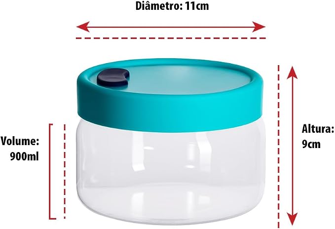 POTE DE VIDRO BOROSSILICATO COM TAMPA DE SILICONE RUVULO