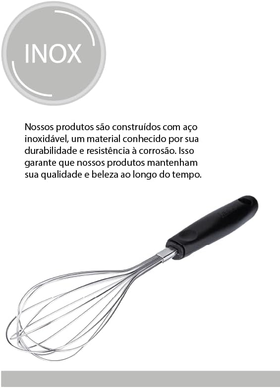 BATEDOR FOUET FIOS DE AÇO INOX 28CM WECK