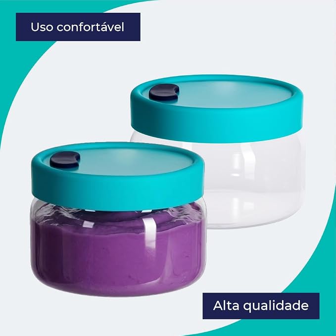 POTE DE VIDRO BOROSSILICATO COM TAMPA DE SILICONE RUVULO