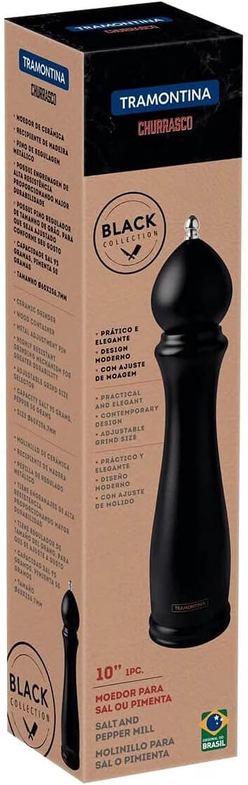 MOEDOR DE PIMENTA E SAL TRAMONTINA CHURRASCO BLACK EM CERÂMICA