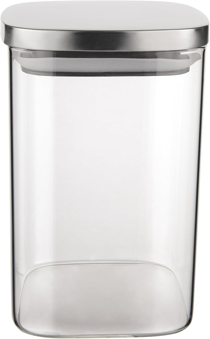 POTE DE VIDRO SLIM COM TAMPA DE INOX 1,1L
