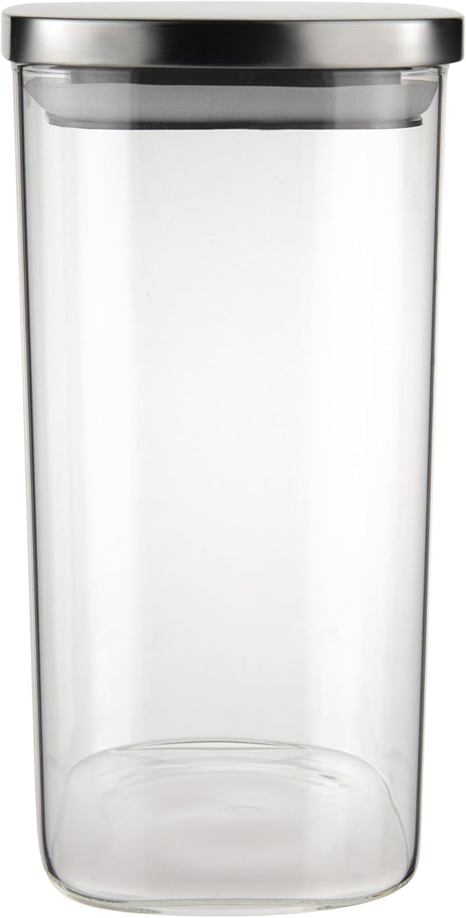 POTE DE VIDRO SLIM COM TAMPA DE INOX 1,5L