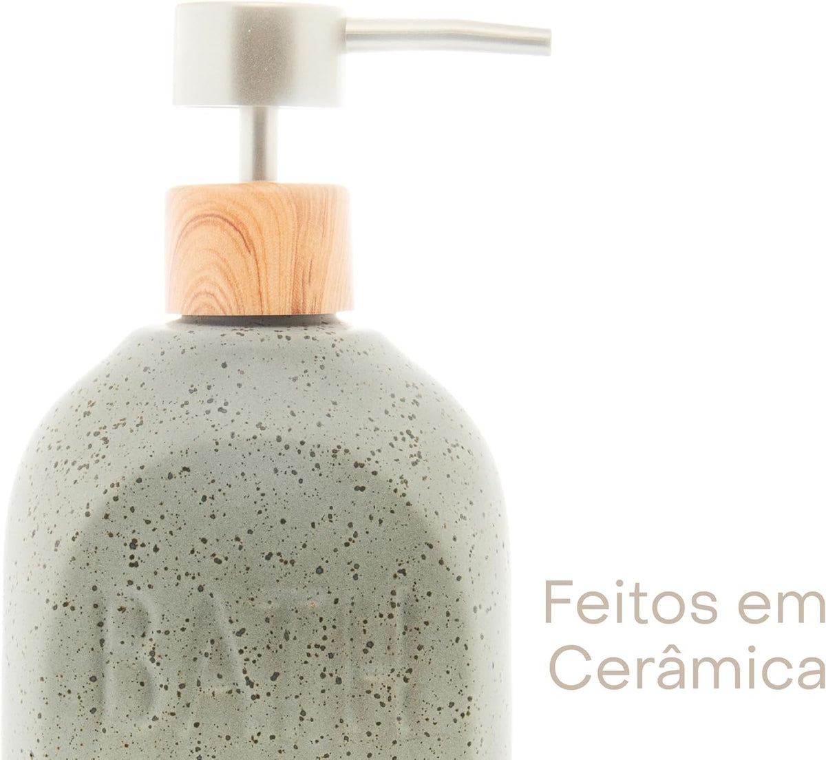 PORTA SABONETE LIQUIDO DE CERAMICA GRANILITE BATH CINZA 430ML