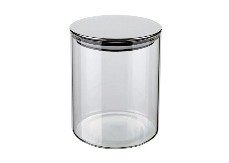 POTE DE VIDRO SLIM COM TAMPA INOX 0,7L