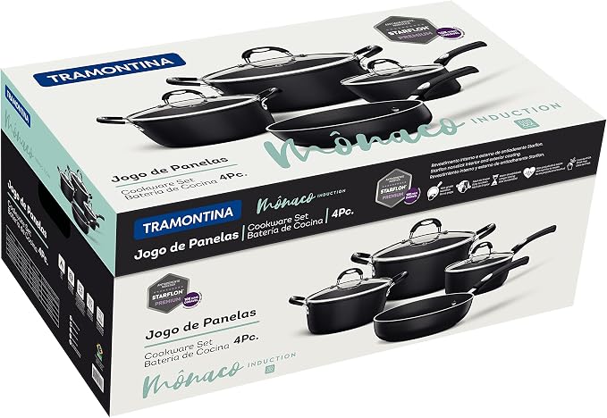 JOGO DE PANELAS TRAMONTINA MÔNACO INDUCTION 4 PEÇAS