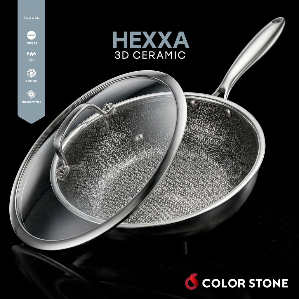 WOK HEXXA 3D CERAMIC COM CABO 28 CM EURO