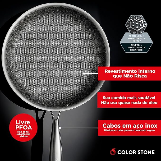 FRIGIDEIRA EURO HEXXA 3D CERAMIC 28 CM
