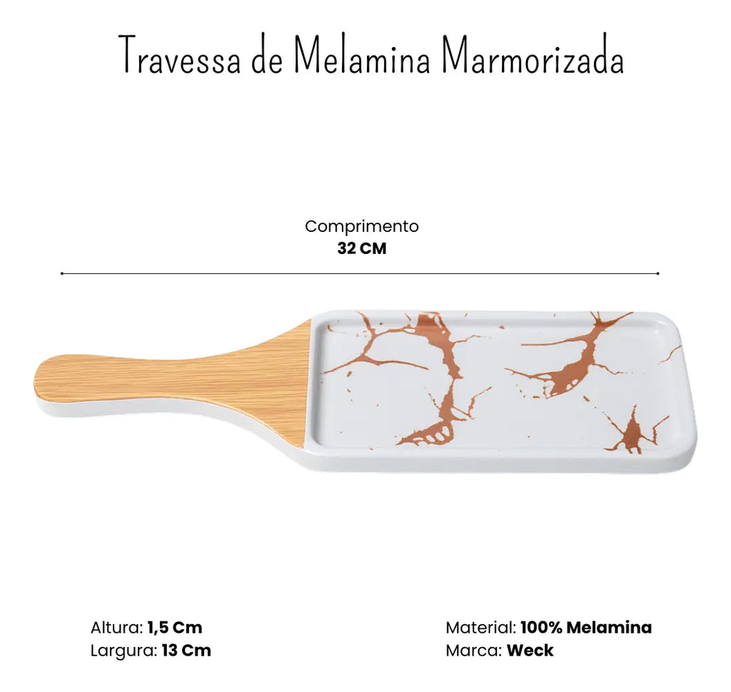 TRAVESSA MARMORIZADA 32 X 13 CM WECK