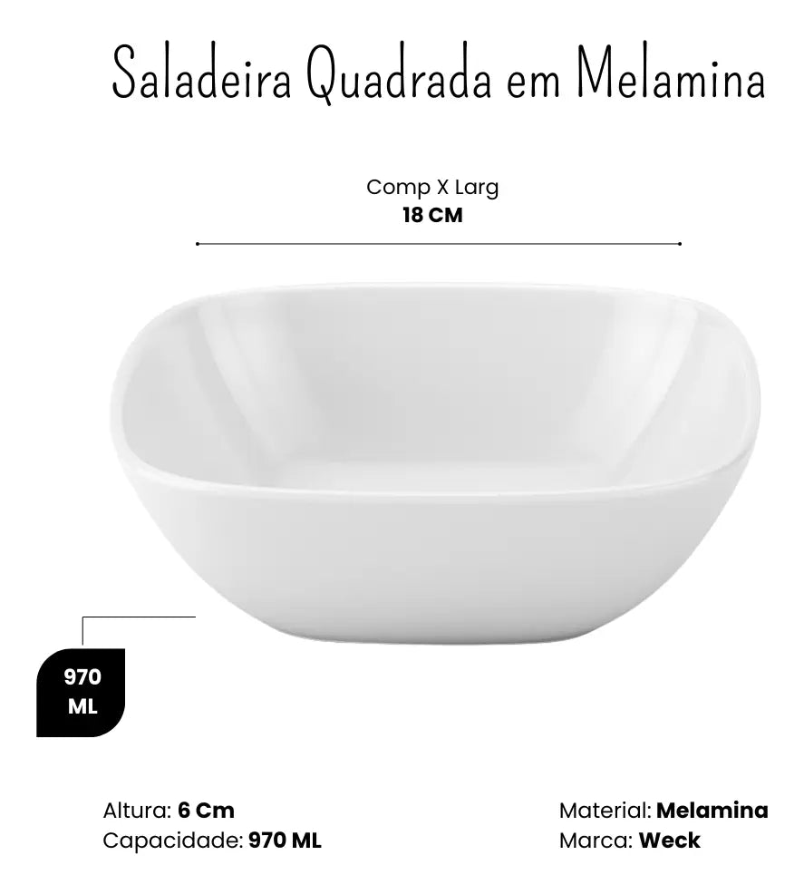 SALADEIRA QUADRADA WECK 18,4 X 5,8 CM