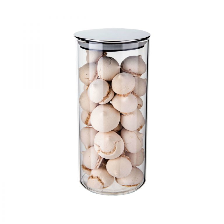POTE DE VIDRO SLIM COM TAMPA INOX 1,3L