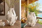 VASO PASSAROS EM CERAMICA BRANCO GRILLO